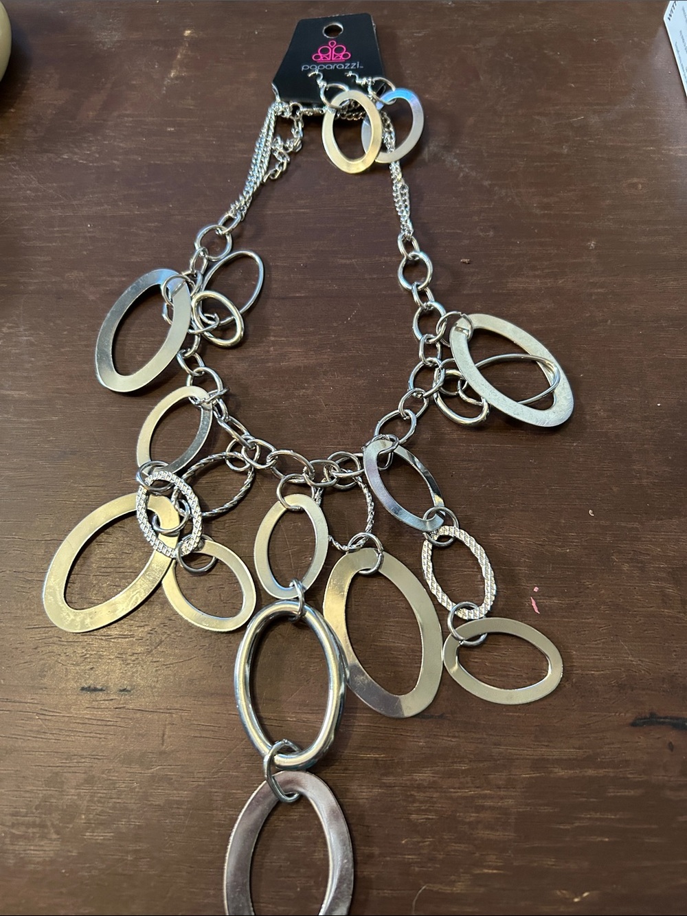 Paparazzi Silver Multi-Oval Link Necklace and Earring Set